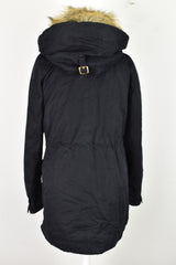 ZARA Trafaluc Black Padded Jacket size Eur XS Womens Full Zip Hooded Outdoors