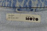 TOPSHOP Moto Blue Denim Jacket size Uk 8 Womens Cropped Button Up Outdoors