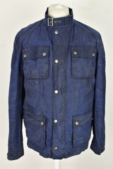 WRK Blue Wax Jacket size M Mens Full Zip 100% Cotton Outdoors Outerwear Menswear