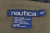 NAUTICA Black Leather Jacket size 46 Mens Full Zip Outdoors Outerwear Menswear