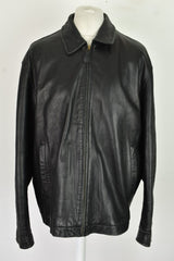 NAUTICA Black Leather Jacket size 46 Mens Full Zip Outdoors Outerwear Menswear