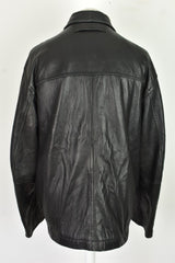 NAUTICA Black Leather Jacket size 46 Mens Full Zip Outdoors Outerwear Menswear