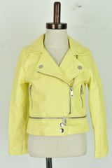 MARKS & SPENCER Yellow Faux Leather Jacket size 5-6 Years Girls Full Zip