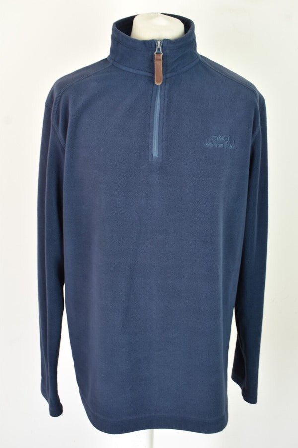 WEIRD FISH Blue Fleece Jumper size L Mens 1/4 Zip Pullover Outdoors Outerwear