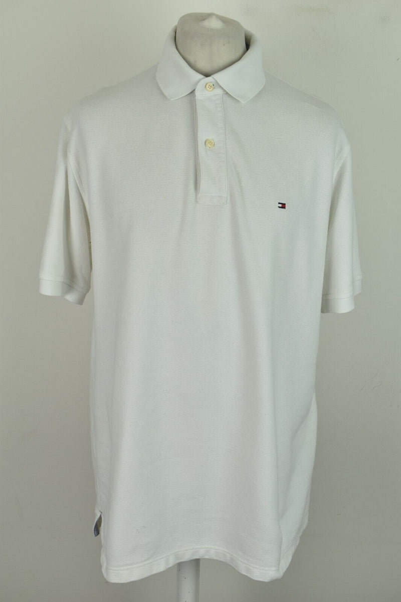 TOMMY HILFIGER White Polo T-Shirt size XL Mens Custom Fit Outdoors Outerwear