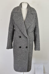 MNG CASUAL Grey Overcoat size Eur S Womens Button Up Outdoors Outerwear