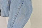 TOPSHOP Moto Blue Denim Jacket size Uk 8 Womens Cropped Button Up Outdoors