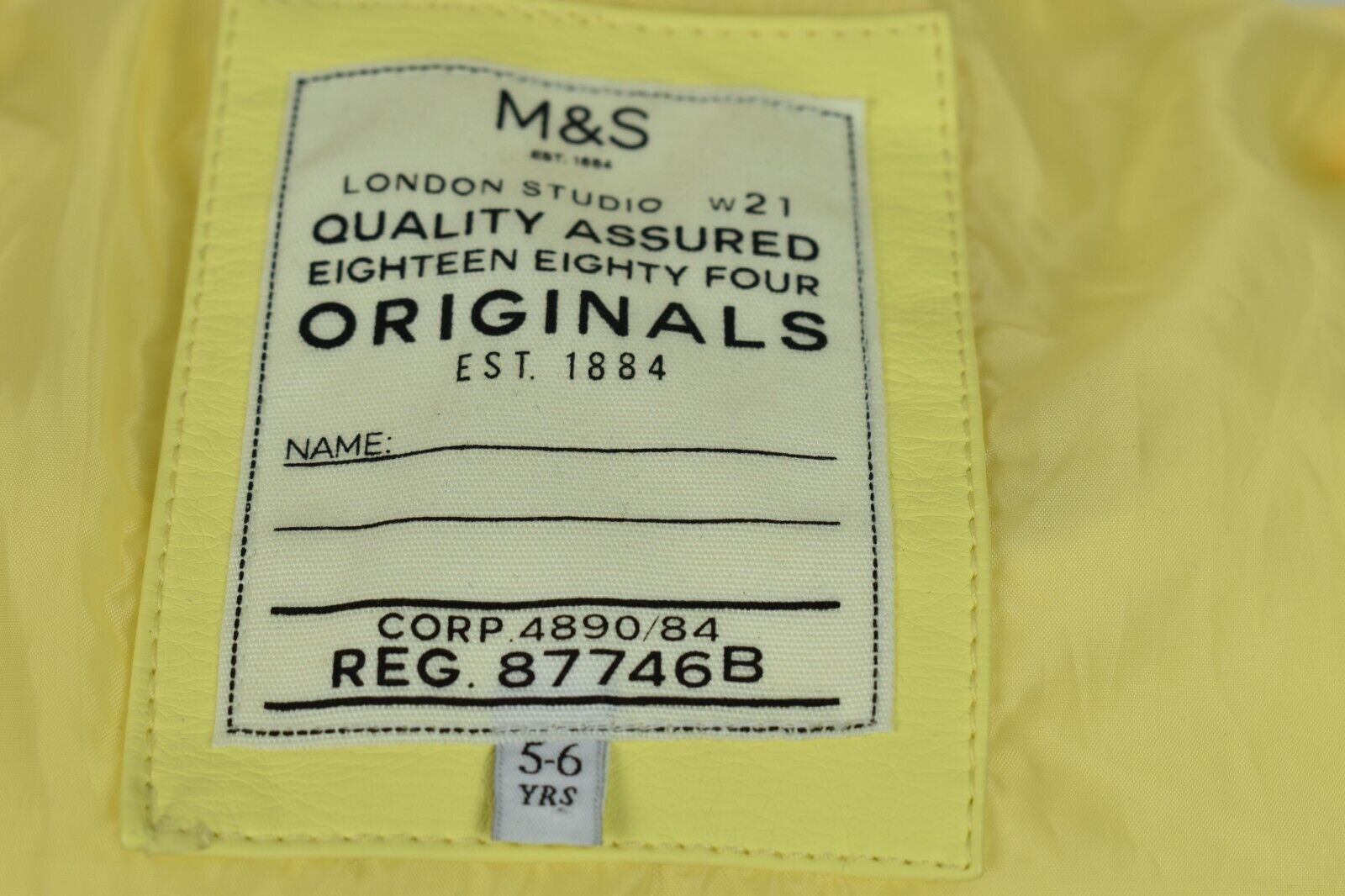 英国製 LONDON TRADITION 別注SONNY LABEL⭐︎38 MARKS & SPENCER Yellow Faux Leather Jacket size 5-6 Years