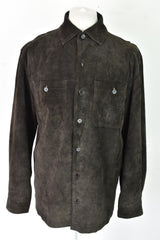 CROFT & BARROW Brown Leather Jacket size S Mens Button Up Outdoors Outerwear