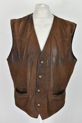 HIDEPARK Brown Leather Vest Gilet size 3XL Mens Real Leather Outdoors Outerwear